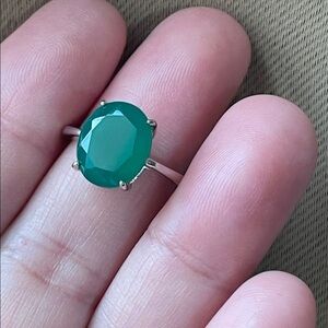 NWT Natural Green Onyx 11X9mm in 925 Sterling Silver Ring Size 6